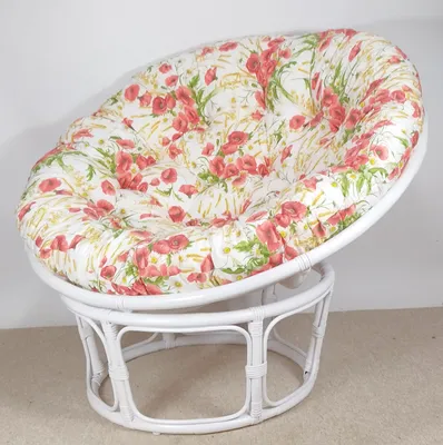 Produktbild von Rattani Rattansessel Rattan Papasan Sessel inkl. hochwertigen Polster Living , D 110 cm Weiß Lackiert