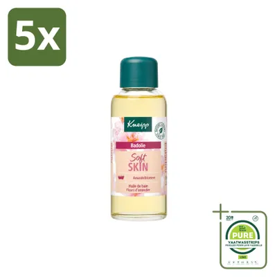 Imagen del producto de 5 unidades de aceite de baño Kneipp con extracto de flores de almendro, para piel seca y sensible, 100 ml - Pack grande