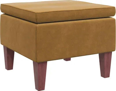 Image de vidaXL Tabouret avec pieds en bois brun velours