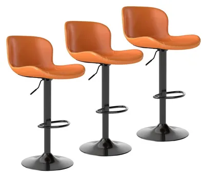 Productafbeelding van Barkrukken, set van 3, hoogte verstelbaar, kunstleer, oranje, 360° draaibaar