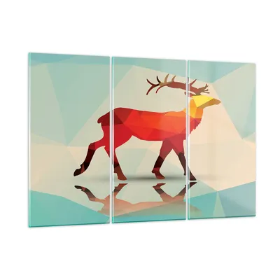 Produktbild von Bilder auf glas - Hirsch Illustration modern Grafik - 165x110cm - Glasbilder - Wandbilder - Kunstdruck - Wanddekoration aus Glas - Glas Bilder - Wandbild auf Glas - GCE165x110-2811