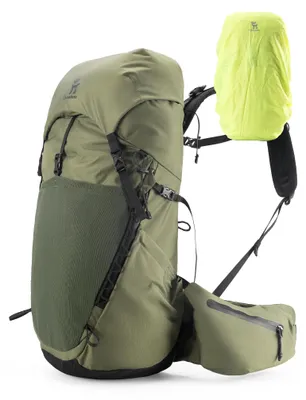 Trekkingrucksack 25 L, wasserabweisend, atmungsaktiv, mit Regenhülle, Grün