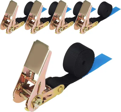 Image de Sangles de fixation sans crochet, 2 mètres, lot de 5, capacité de 800 kg, en polyester, pour le transport