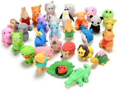 Produktbild von Tierische Mini Radiergummis 30 Stück, Lernspielzeug, Nicht-Toxisch, Für Kinder