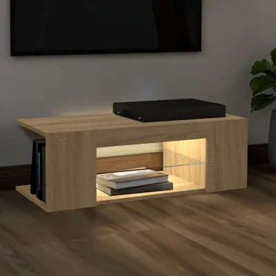 Produktbild von "Rabatt" TV-Schrank - Fernsehschrank - TV-Lowboard - mit LED-Leuchten - Sonoma-Eiche 90x39x30cm - TV-Schränke CC20615