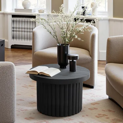 Produktbild von Couchtisch Rund Schwarz Holz MDF, Ø60 cm × 40 cm