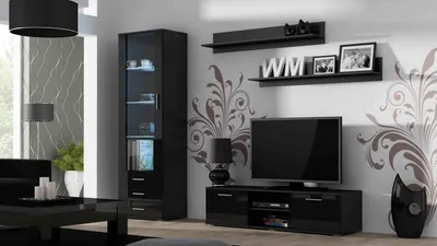 Productafbeelding van Furniture24 TV-meubel SOHO 7, modern woonkamerdesign, zwart / zwart hoogglans