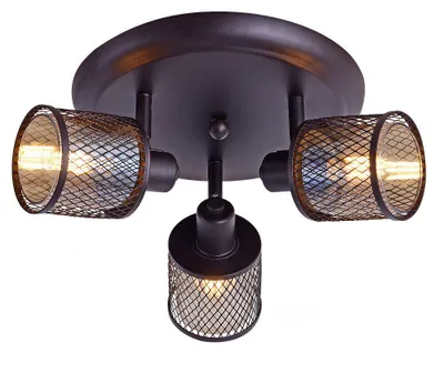 Image de Plafonnier CANABERA brun-ambre 3xE14x40W en métal, dimensions : 17x35x35 cm, IP20, Candellux