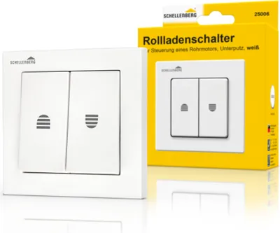 Produktbild von Schellenberg Rolladenschalter mit Rastfunktion, Doppel-Wippschalter, Unterputz, weiß, 25006
