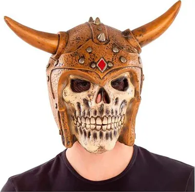 Imagen del producto de Máscara de látex de cráneo vikingo completa, color marrón. Talla única