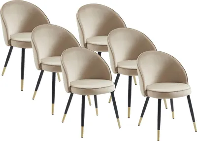 Produktbild von Satz von 6 Stühlen aus Velours und Metall - Beige - MAYLINA