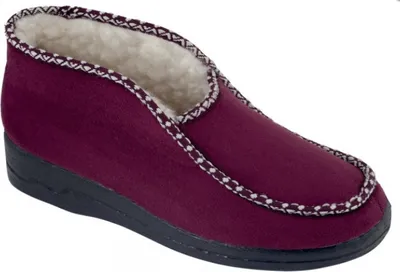 Produktbild von Damen warme Hausschuhe ADANEX Fussbett 17013 weinrote Schafwolle innen