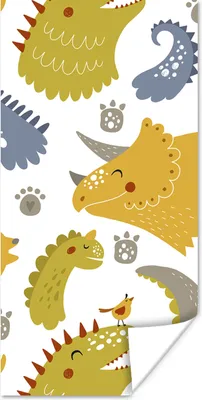 Produktbild von MuchoWow® Poster Dinosaurier - Schnittmuster - Jungen - Dino - Kinder 80x160 cm - Kinderzimmer