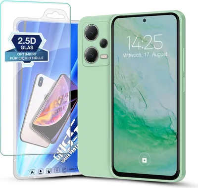 Produktbild von Hülle für Xiaomi Redmi Note 12 Pro 5G mit 9H Displayglas Displayschutz Plus Case Cover Bumper Silikon Softgrip Schutzhülle Farbe: Türkis