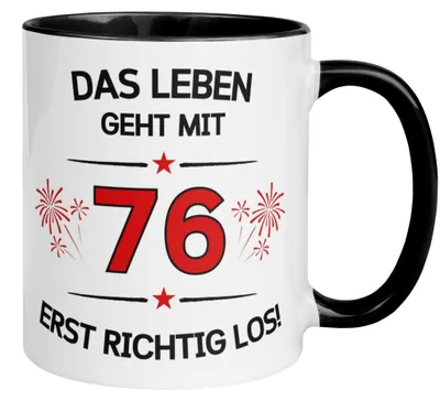 Produktbild von Tasse 76. Geburtstag Mann Frau – „Das Leben geht mit 76 erst Los“ – Geschenk zum Geburtstag Männer Frauen
