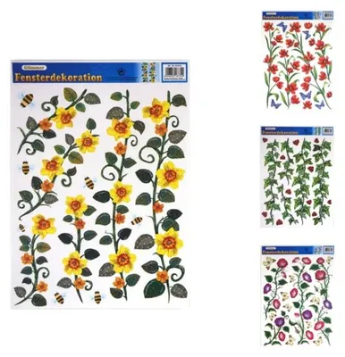 Image de Autocollant Fenêtre Fleur 42 Cm 4 Assortis