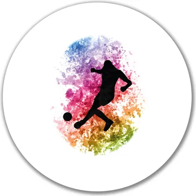 Produktbild von Huuraa Aufkleber Fußballspieler bunte Silhouette 10cm rund Sticker Geschenkidee