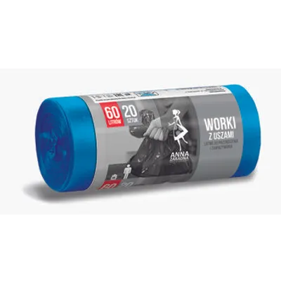 Obrázok produktu pre Anna Zaradna LDPE modré vrecia na odpadky s ušami 60L, 20 kusov