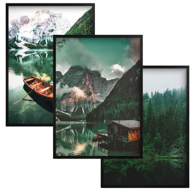 Produktbild von Poster mit schwarzem Rahmen Wandbilder Wanddeko für Wohnzimmer Büro