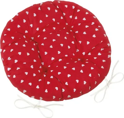 Obrázek produktu pro Sedák Adéla prošívaný kulatý - průměr 40 cm - Červená,Bílá