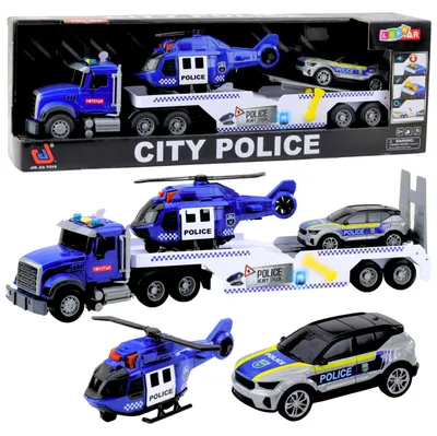 Produktbild von Polizei-LKW-Hubschrauber-Auto-Polizeiauto-Lichter-Sound-Set
