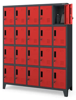 Immagine prodotto di Armadietto 5B4A Armadietto con 20 scomparti Armadietto in metallo verniciato a polvere 172 cm x 136 cm x 45 cm Rosso antracite