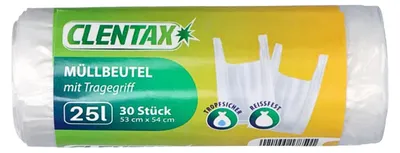 Produktbild von CLENTAX Müllbeutel 25L mit Tragegriff 30 St Reissfest Tropfsicher