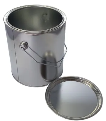 Produktbild von 2Ltr. Leereimer Leerdose Weissblech blank inkl. Deckel + Henkel Ø144mm, H=162mm