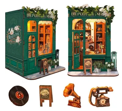 Produktbild von Book Nook Kit 3D Puzzle Miniaturhaus DIY Modellbausatz mit LED-Licht