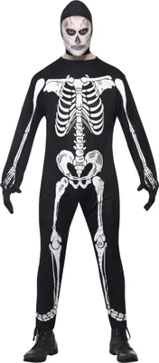 Produktbild von Skelettkostüm Halloween für Herren schwarz-weiss L