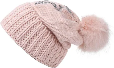 Produktbild von Bommelmütze mit Stern rosa