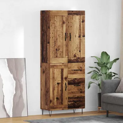 Productafbeelding van vidaXL Hoge kast, gerecycled hout, 69,5 x 34 x 180 cm, houtvezel