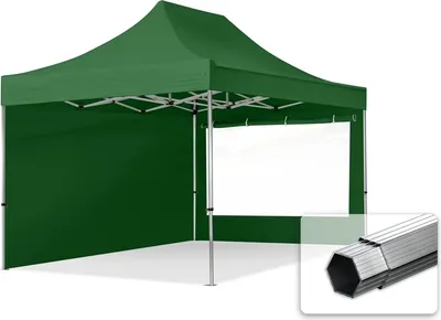 Produktbild von TOOLPORT 3x4,5m Aluminium Faltpavillon, inkl. 2 Seitenteile, dunkelgrün