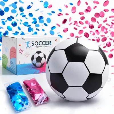 Gender Reveal Fußball-Set, Blau/Rosa Glitzer, 14 cm