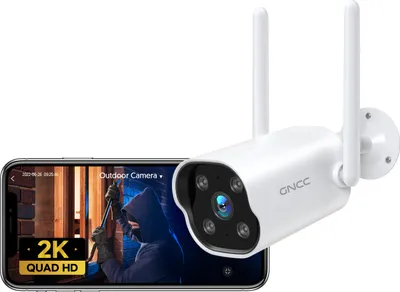 Zdjęcie produktu dla GNCC GT1Pro Zewnętrzna kamera monitorująca - 2K IP kamery - Wi-Fi i aplikacja - noktowizor - dwukierunkowe audio - biała