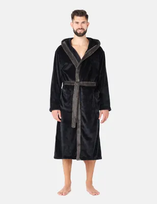 Produktbild von Ladeheid Herren Bademantel lang mit Gürtel LA40-221 (Schwarz/Graphit, XXL)