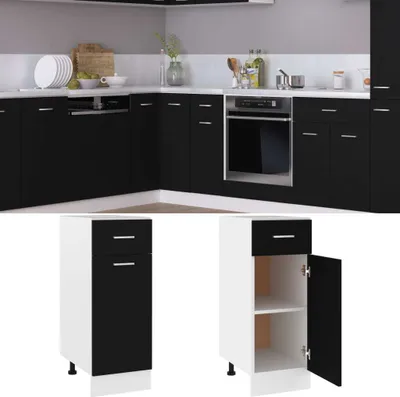 Produktbild von vidaXL Szafka dolna z szufladami czarna 30x46x81,5 cm płyta wiórowa