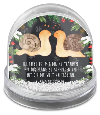 Produktbild von Mr. & Mrs. Panda Weihnachts Schneekugel Schnecken Liebe - Kreidetafel - Geschenk, glitzerkugel, Weihnachten, Verliebt, glücklich, Paar, Freundin, dekoartikel, Träume, Ehe