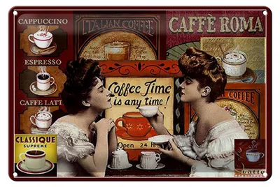 Produktbild von Blechschild Kaffee 30x20cm Coffee Roma ime is any time