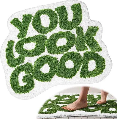 Image de Tapis de bain en microfibre vert, 54 x 64 cm, antidérapant