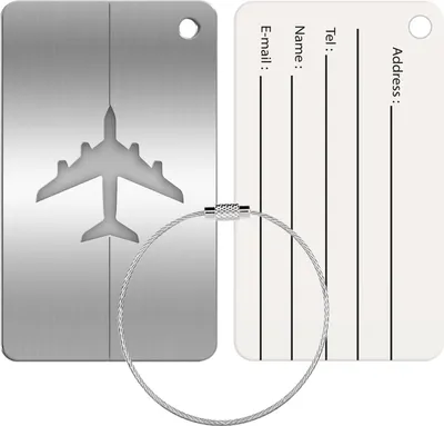 Produktbild von Reise Kofferanhänger Namensschild Gepäck Anhänger Schild Urlaub Flugzeug Trolley, Silber