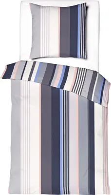 Produktbild von JACK by Mistral Renforcé Bettwäsche 2 tlg. 135x200cm Streifen Schwarz Grau Rosa Blau Baumwolle