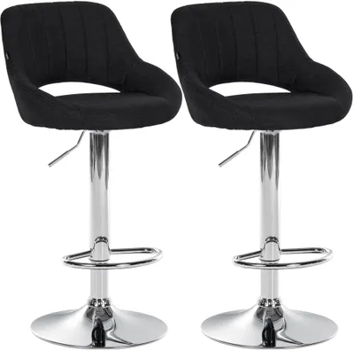Produktbild von CLP 2er Set Barhocker Milet Stoffbezüge höhenverstellbar drehbar mit Rückenlehnen schwarz Material Gestell Metall in Chromoptik