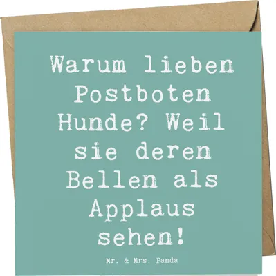Produktbild von Mr. & Mrs. Panda Grußkarte Spruch Postbote Hundeliebe - Meeresbrise - Geschenk, faltkarte, personalisierte Geschenke, Dankbarkeit, Postbranche, Glückwunschkarte, Alltag