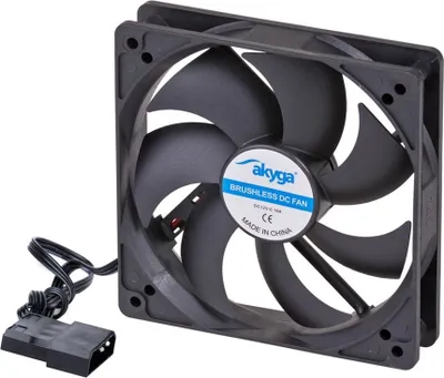 Produktbild von Akyga System fan 12 cm black AW-12A-BK Molex 120x120 mm, Ventilator, 12 cm, 1000 RPM, Schwarz