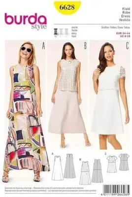 Produktbild von Nähmuster Damenkleid, Größe 34-44, Papierschnittmuster, für die Kleidung