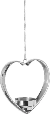 Produktbild von Fink Teelichthalter HERZ DOREA BHT 15x15x6 cm silber Windlicht