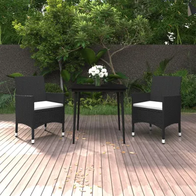 Produktbild von The Living Store 3-tlg. Garten-Essgruppe mit Auflagen Poly Rattan und Glas