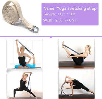 Immagine prodotto di 10ft Yoga Stretching Strap Cotone Esercizio Fitness Fisioterapia con anello in metallo