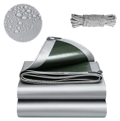 Productafbeelding van Afdekzeil van polyethyleen, waterdicht, 3 x 3 m, met ingestanste ringen